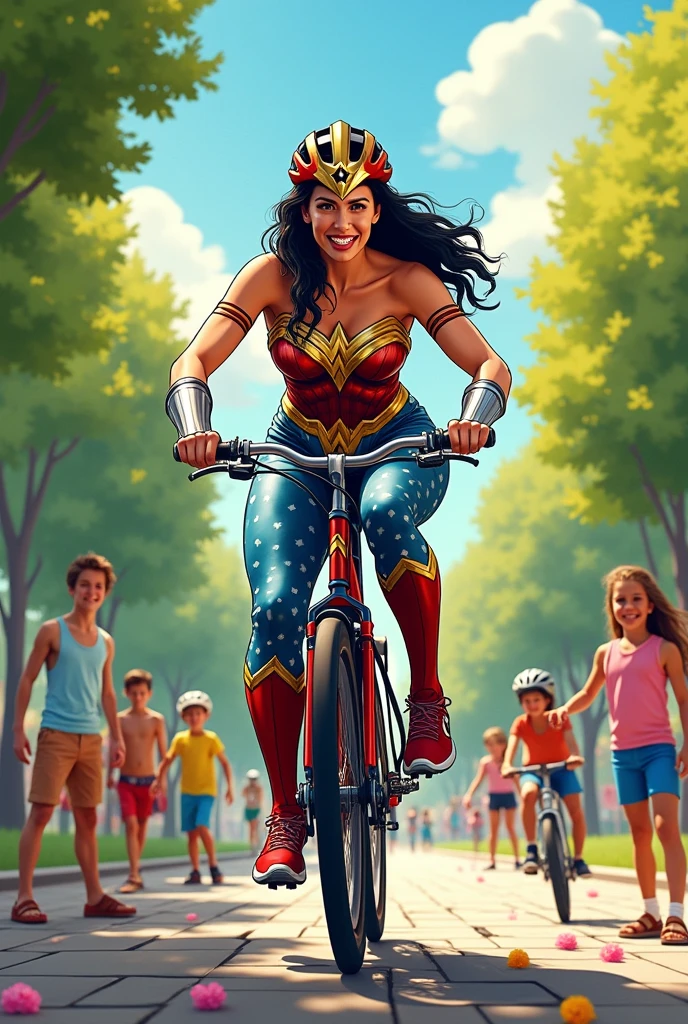 (0817) Today's challenge theme：Wonder Woman Riding a Bicycle wardrobe fail
