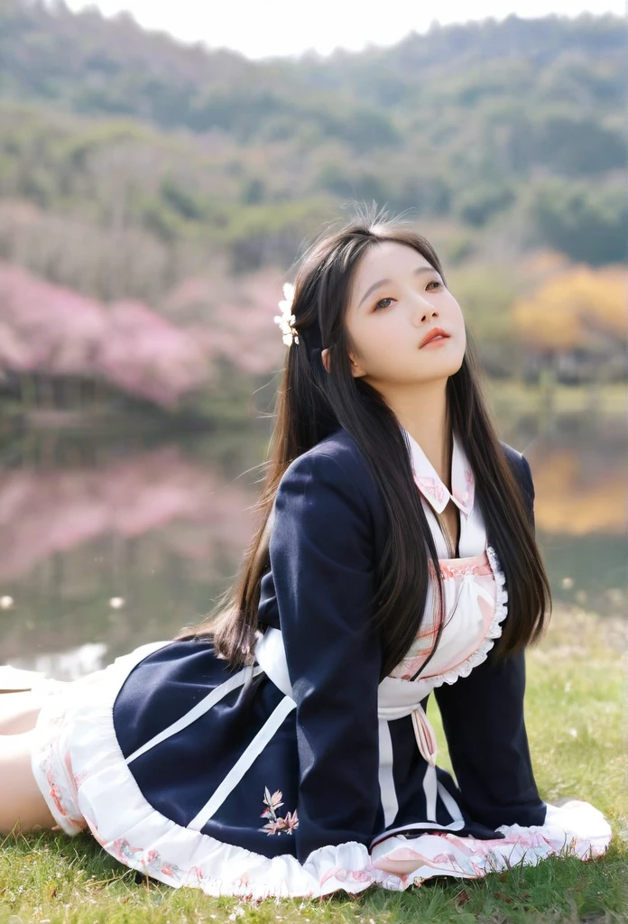 1.5  ((64k，Ultra-high resolution，Ultra high quality，masterpiece，Hyperrealistic，Young and adorable, beautiful, young, adorable，〜20 year old girl，young woman，Full body photo，Full body angle，Whole Body Ezbian，Surreal，Very detailed:1.3，Ultra-realistic:3.0))，Cute smile，Adorable smile，nice smile，Baby Face,A cup to D cup size bust，Straight Long Hair，Black Hair，Sitting，Cute face，Glowing Skin，Glossy face，Beautiful body，concentrated，Naked from below，((field，Water Lake，Background with autumn cherry blossoms，Masturbating))，((Sexy Dress，High school girl blazer，Transparent exy maid outfit，Sister dress with embroidered collar，Wear a shrine maiden&#39;s costume and roll up your mini hakama.，Aircraft Cabin Attendant Uniform，Aircraft Stewardess Uniform))，((Seamless Ultra-thin All-through Pantyhose，Ultra-thin seamless pantyhose, sexy, all-through, beautiful legs, tights, sheer, pantyhose, women&#39;s))，single eyelid，Long legs，Thin legs，Beautiful hands and feet，Thin thighs，Nice thighs，((Ultra Micro Mini Skirt:1.2)):1.4，underwear　simpleunderwear，((地面にSitting))，Water Lake，A prestigious European-style castle，Rose garden in the background，Bare shoulders，Low - Angle，((Face your body forward))，((Sitting position))，((Spread your legs and do the M-leg pose.))，Pull up one＆#39;My tight skirt，bangs，Beautiful legs，((Wearing:1.3))，((Girl panties exposed:1.3))，((Japanese women who still retain their beautiful youthfulness，A European woman who still retains her beautiful youthfulness))，With a young body，((Turn your skirt inside out))，Please show me your pants，White panties，Take off your panties，((White pantiesでパンティーを見せます))，((She puts her hand inside her panties and masturbates))，String Pantiesティー，((I&#39;ll pull up my skirt and show you my underwear))，Exposed panties，White panties，String Pantiesティー，Sexy panties，((Nipples are visible through the))，Slim waist，((String PantiesｔPanties Women&#39;s Shorts，See-through ladies&#39; shorts，String PantiesレースｔSexy back，String PantiesツレディースｔExtreme back))，((See-through sexy bra，Extremely see-through braーショーツ，Extremely see-through bra))，((Panties are visible))，1 person，Iris，Black Hair，Nice ass，((See-through shorts and bra))，((The wind blew and flipped up her skirt, revealing her panties))，((Wet and dripping wet beauty is revealed))，((Women&#39;s swimsuits，Women&#39;s Bikini Swimwear，Sexy for women，Wearing a radical women&#39;s swimsuit))