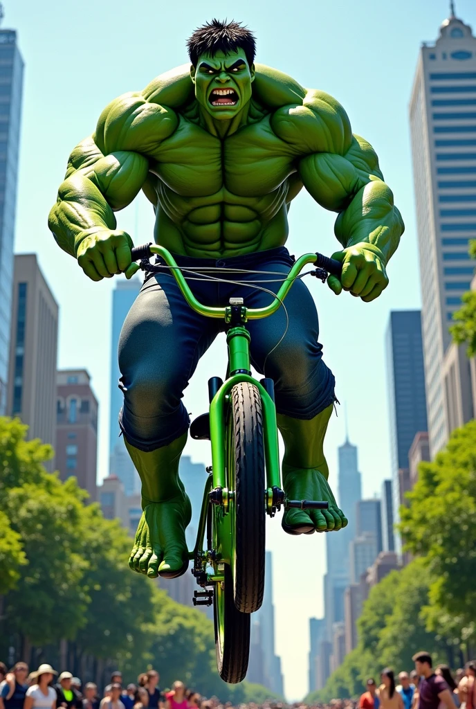 (0817) Today's challenge theme：Incredible Hulk Riding a Bicycle doing stunts