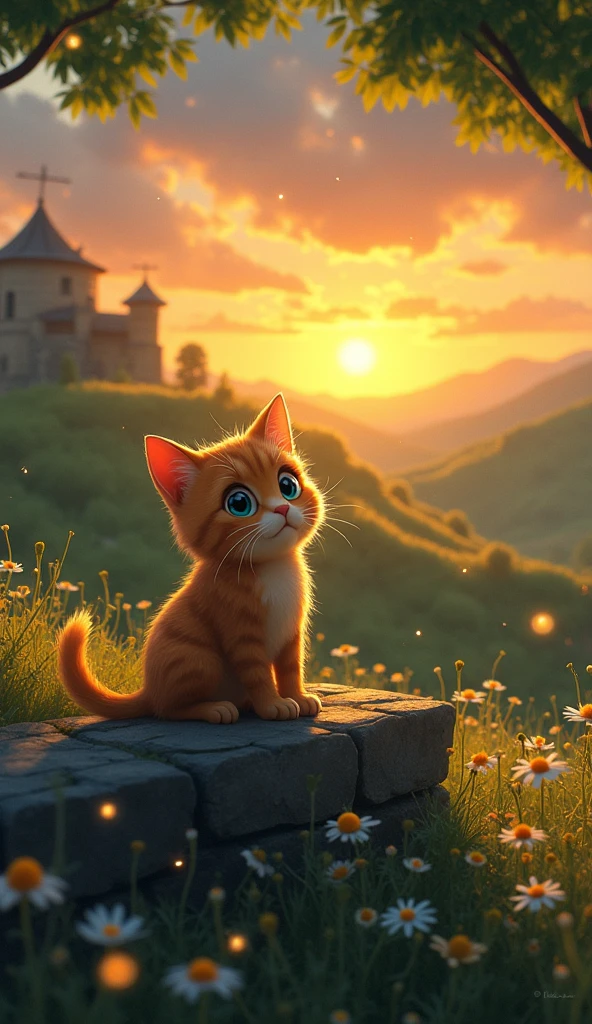 Evening Serenade 、cat 、Studio Ghibli style