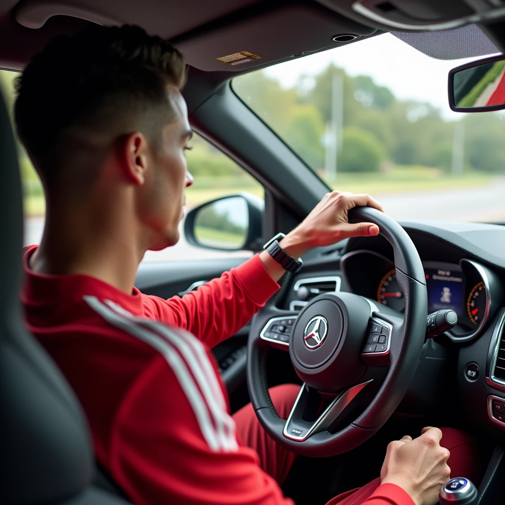 Show me fans taking pictures of ronaldo in his car