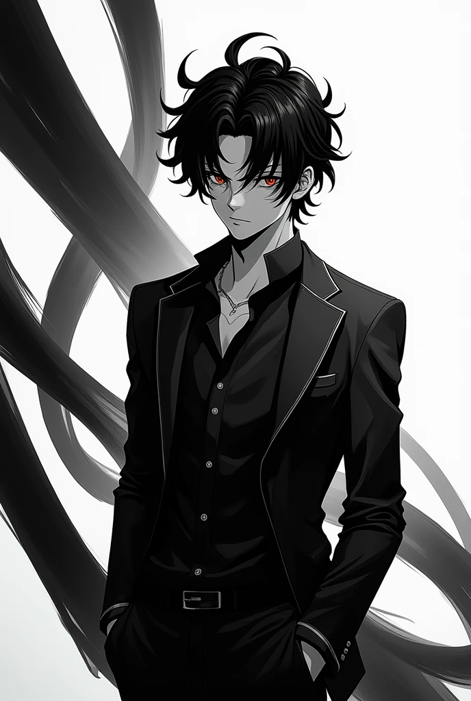 Anime Guy giving ASTHETIC pose in black and white theme