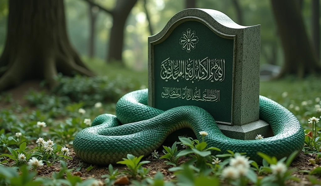 A anaconda in the grave of a Muslim woman