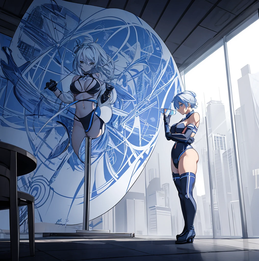 a large colorful circular object with blue lines in the middle and one circle of white, the three sexy lewd face women wearing very tight boots micro leaf bikini stand in front of a flag that says the naughty ladies empire sexy power, behind her is speech bubble, an oriental - styled drawing shows a woman standing in a circle with an woman standing on the ledge of a window sill near a city and some tall buildings in the background and buildings all around, a girl character posing on a stand in front of tables and chairs, a woman pouring something into a cup while next to an animated girl in asuka suit next to a gullible crazy girl on the sidewalk with a glowing object nearby, a woman no shirt, walking down a path to the viewer, lewd face, a drawing of a debauchery priest many cultist of aphrodite, pudica pose gesture, small cute outline, cell shaded adult animation, sketchy artstyle, lineart, clean anime outlines, full body zenkai! asuka suit, gesture drawn, holding a pudica pose, body pose!, full body drawing, realistic body proportions, full character body, full body concept, full body; front view, female full body, realistic proportions!!, entire body, with a star in the background and a spiral rough abstract sketch, sketch of a lucid dream, rough sketch, scribble sketch, detailed but rough, old sketch, impressionist drawing, sketched 4k, black ink rough sketch, inspired by Matthijs Maris, line sketch, loosely drawn, A black and white sketch of a landscape featuring two large, abstractly drawn city, and several rectangular structures. There are indistinct, looped lines possibly representing the sketch is rough with visible, overlapping lines creating an overall impressionistic scene, scribble sketch, sketch of oculus rift, black ink rough sketch, quick sketch, sketchy expressive linework, abstract sketches, sketched 4k, concept sketch, scribbled, weird scribbles, inspired by Jakob Gauermann, concept art sketch, inspired by Frank Auerbach, concept drawing