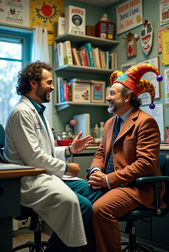 A doctor talked with his joker mad patient with enjoy
