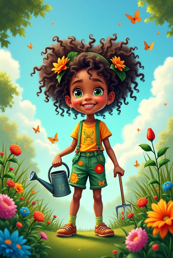 Make a girl cartoon character that will maintain and help our environment