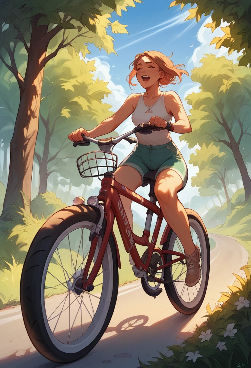best quality, 8k, high resolution, detailed, Riding a bicycle, summer, Riding a bicycle, summer, yEFBSALWxvS