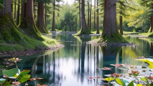 There is a natural pond in the virgin forest.,It is raining.,morning haze,drop,Fantastic,rain,Ripples in the pond