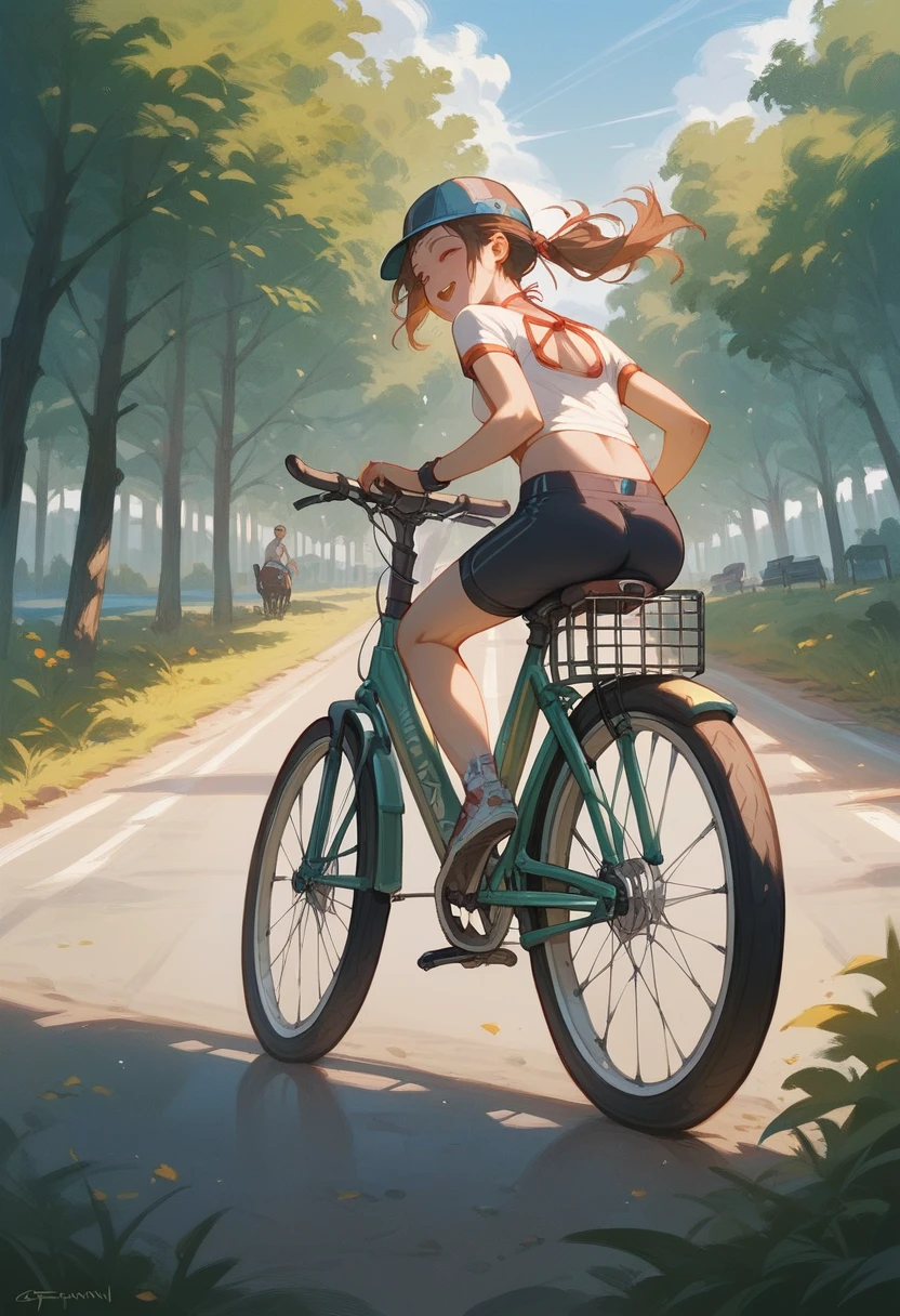 best quality, 8k, high resolution, detailed, Riding a bicycle, summer, gDNctpwbUeZPDELWw