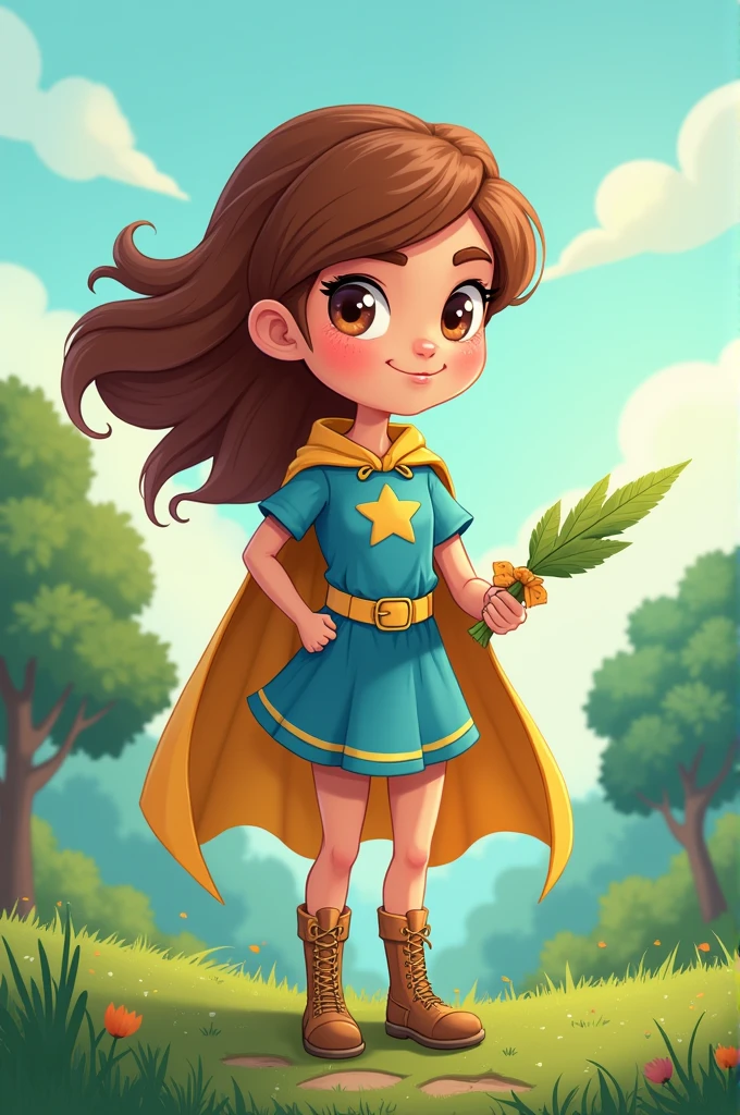 make a girl cartoon character a superhero that will maintain and help our environment 