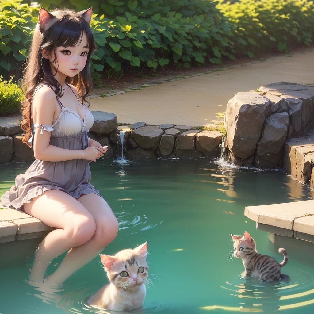 (1 kittenを描く:1.3), ((There is no one:1.3)), ((People are not drawn:1.3)), ((best quality:1.3)), ((masterpiece:1.3)), ((detailed background:1.3)), (kitten:1.3), In the pool, (楽しそうな笑顔のkitten),
