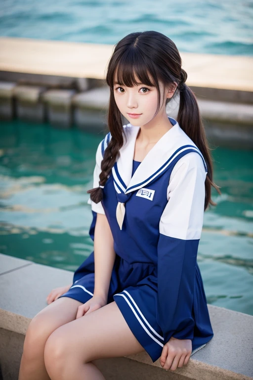 Beautiful girl wearing a summer sailor suit