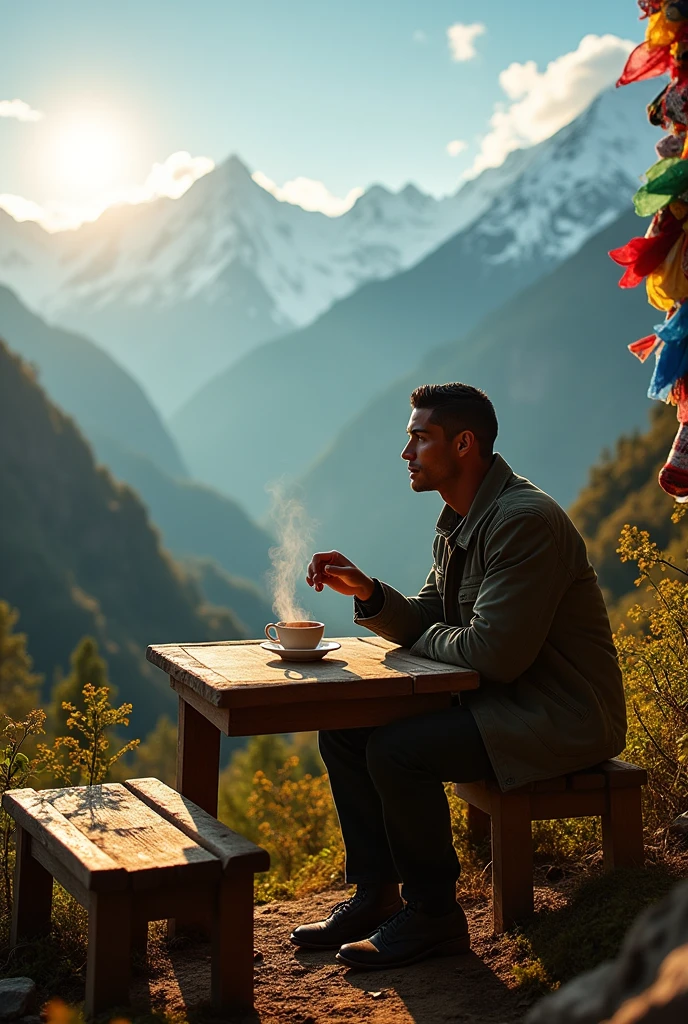 Christiano Ronaldo in nepal having tea