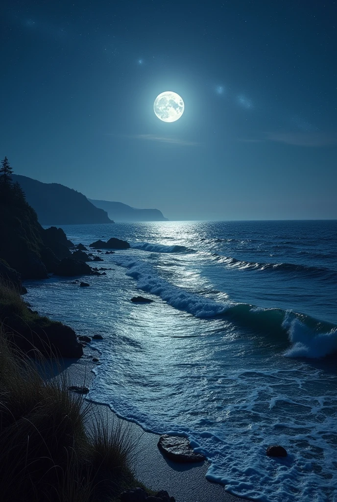 Night view of the sea、coastal