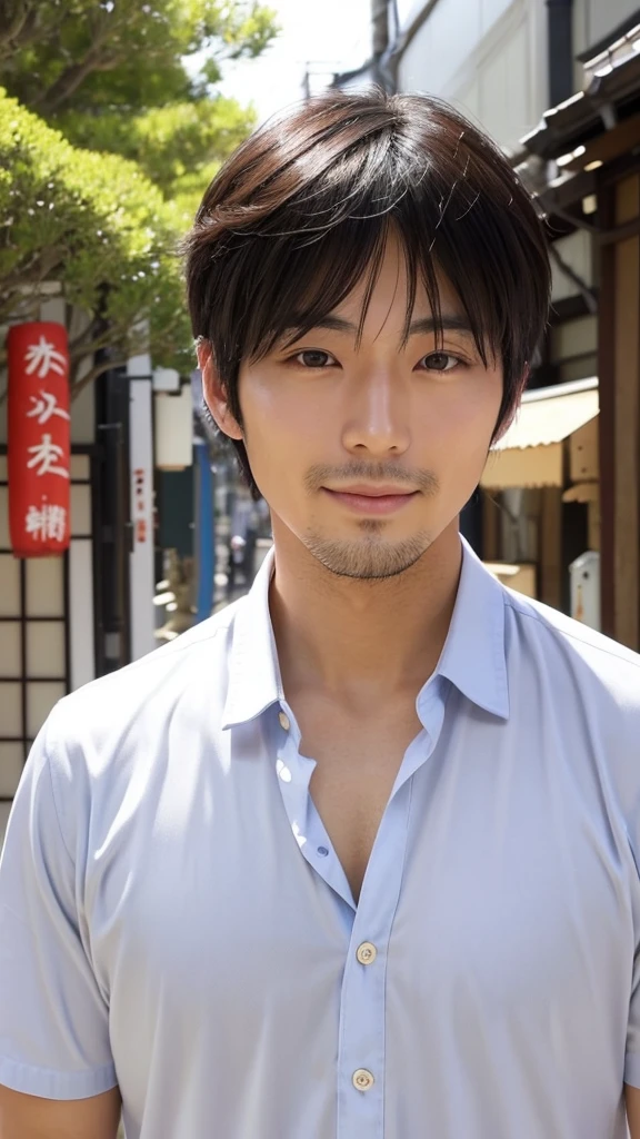 A Japanese man with a suntan、Japan handsome man、独奏, Face forward、Face forward