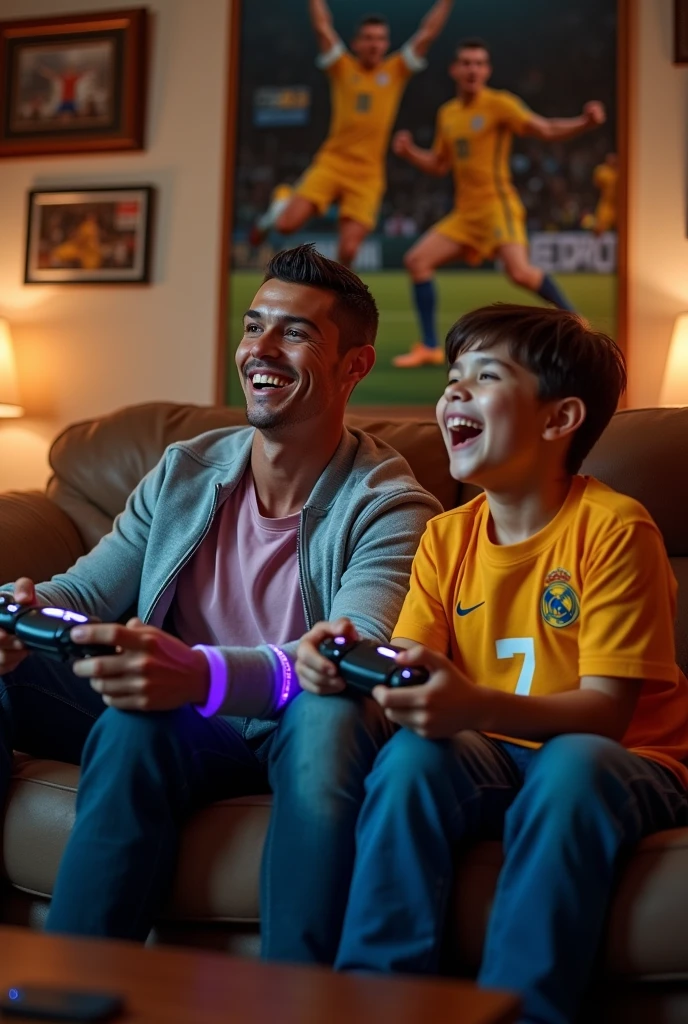 Show me Ronaldo with fan playing ps5