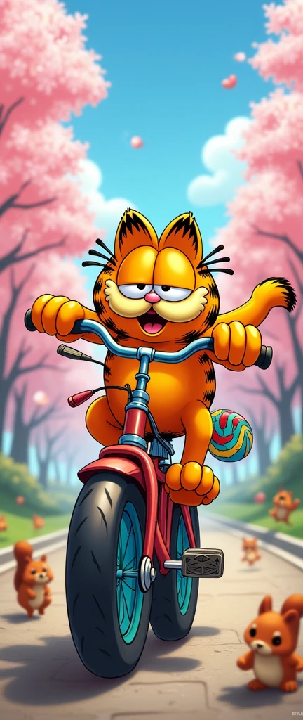 Today's challenge theme:Anime Art, Garfield Riding a Bicycle