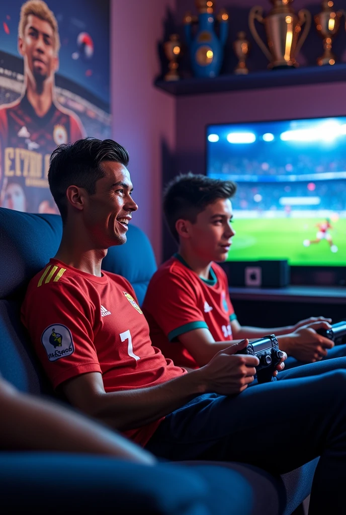 Show me Ronaldo with fan playing ps5