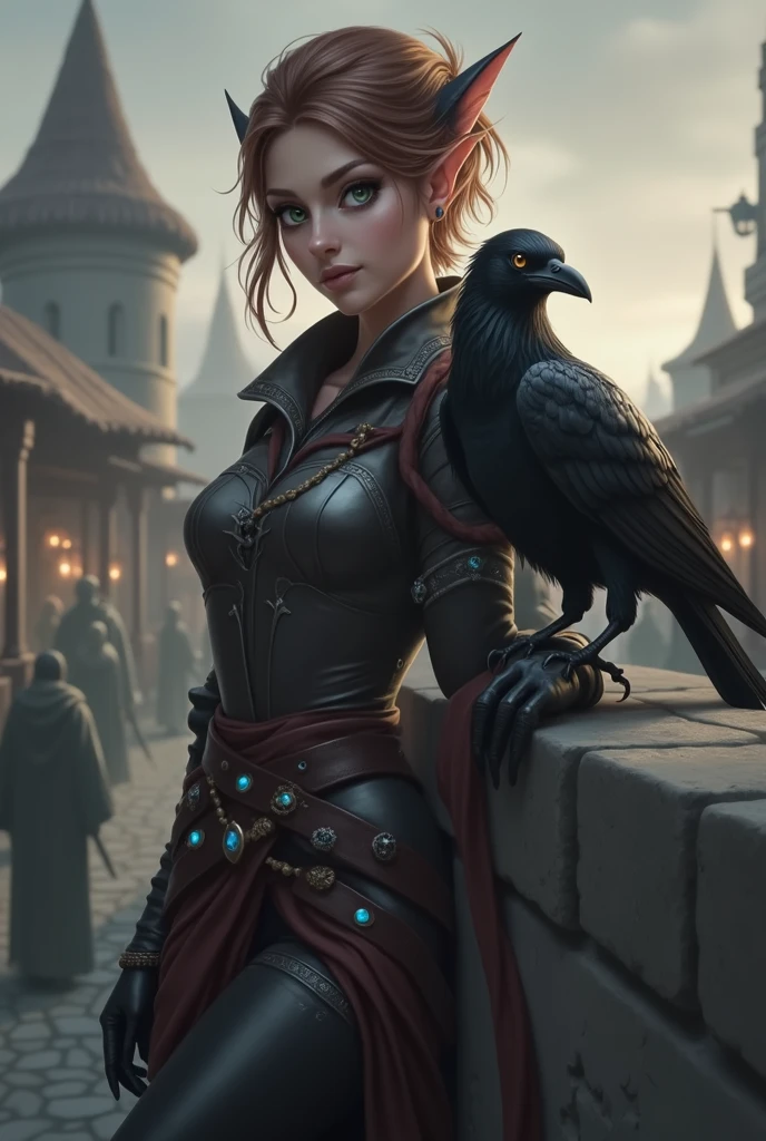 half elf, rogue, with a crow