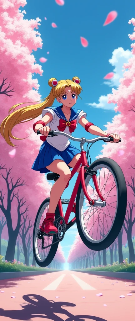 Today's challenge theme：Anime Art, Sailor Moon Riding a Bicycle doing stunts