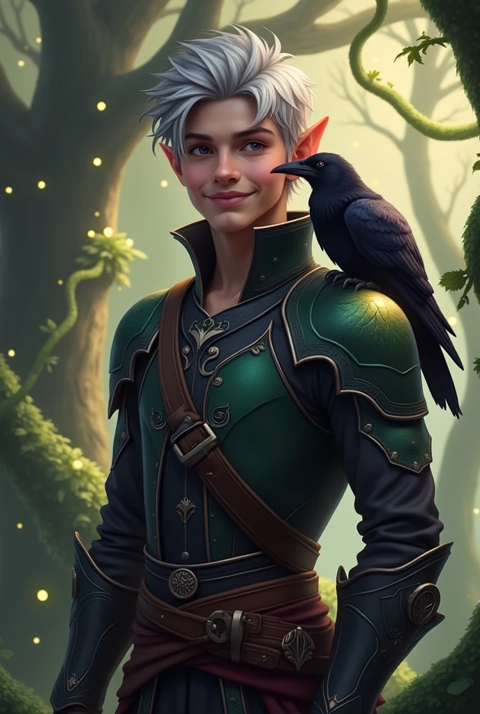 naughty man, elfo, with a crow, rogue, Youngh