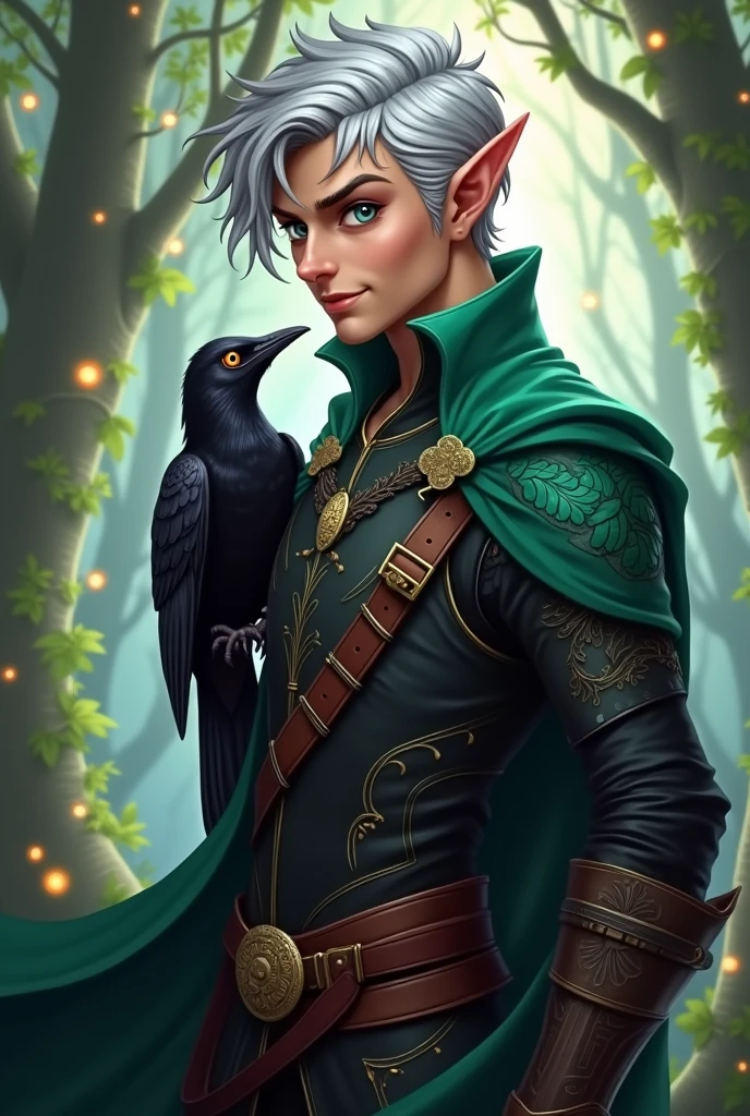 naughty man, elfo, with a crow, rogue, Youngh
