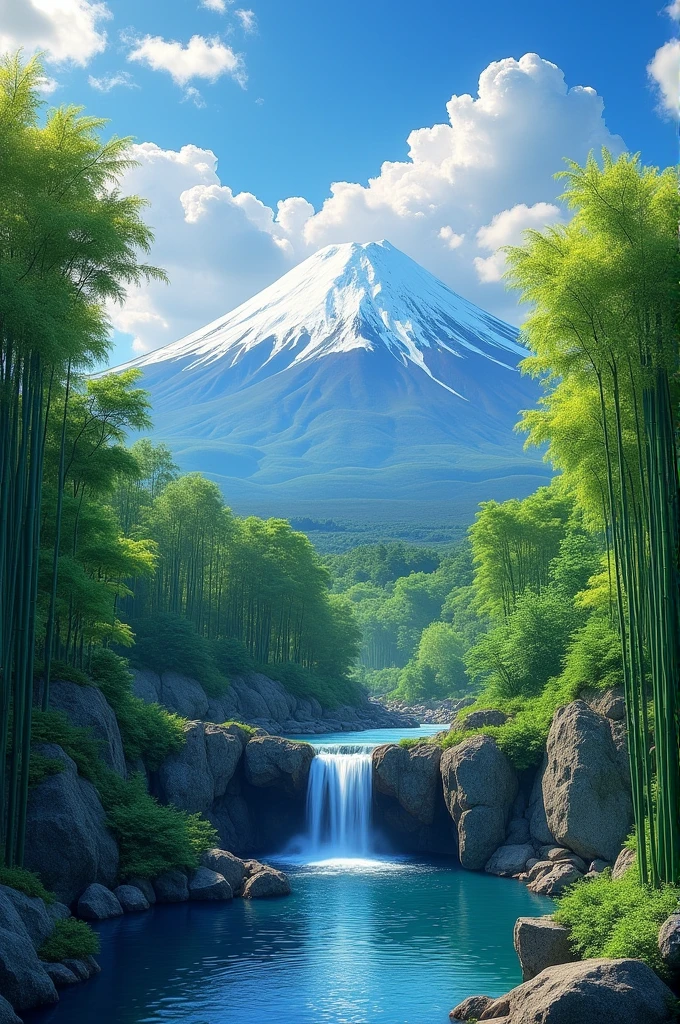 Fuji Mountain　bamboo forest　Waterfall basin　Golden Cloud