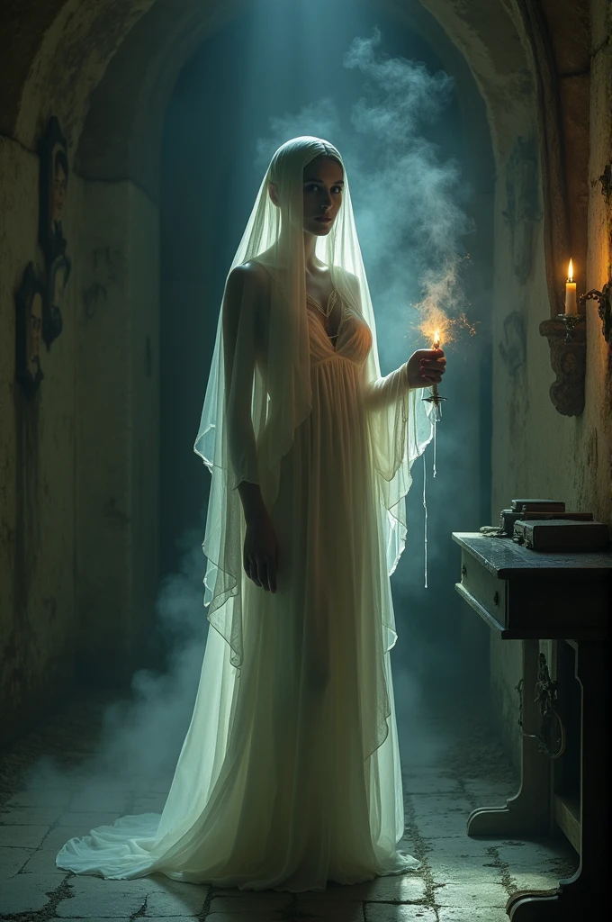 Ghost holding candle in one hand