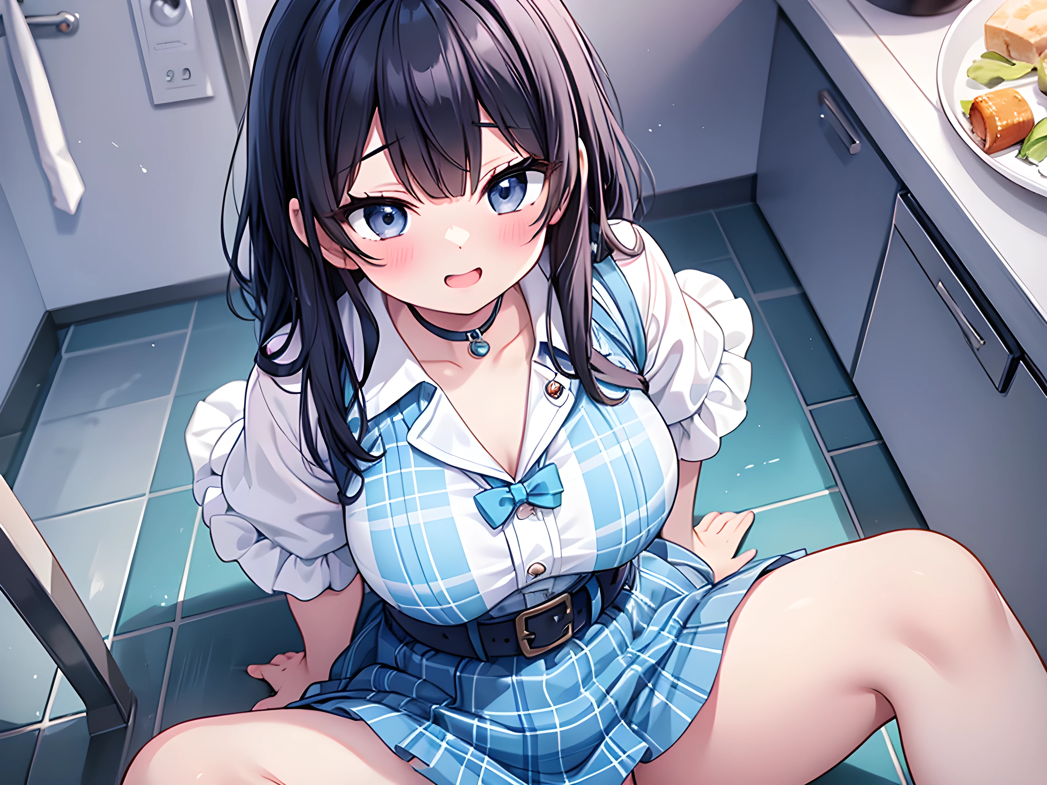 real anime, {{{{{{very aesthetic}}}}}}, {{{{best quality}}}}, {{{{{amazing quality}}}}}, {{ultra highly-detailed}}, {{absurdres}}, {{{{extremely delicate}}}}, {{{{perfect anatomy}}}}, {{nsfw}}, 1girl, solo, {spreading legs}, legs apart, bottomless, detailed pussy, {{{female peeing}}}, from above, body focus, facing viewer, {{looking at viewer}}, slim body type, {{perfect proportion}}, medium breasts, {shiny skin}, medium hair, black hair, oval face, oval black eyes, half-closed eyes, {{jitome}}, {{nose blush}}, {{open mouth}}, upper teeth only, large tongue, {{detailed lips}}, {{sad smile}}, {{{skirt lift}}}, lifting own clothes, {wearing idol clothes}, light blue plaid dress, short sleeves two-tone dress, {{light blue bowtie}}, white belt, light blue plaid skirt, indoor, in restroom, {{{sitting on toilet}}}, cowboy shot, {{{promotional art, game cg, year 2023}}}, {official art}, watercolor (medium), {photo-referenced}, {{steaming body}},