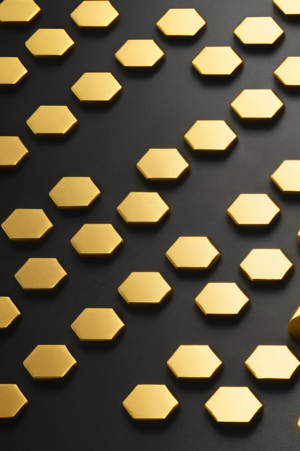 ((best quality)), ((masterpiece)), (detailed), a hexagonal-textured black rough surface with gold outline