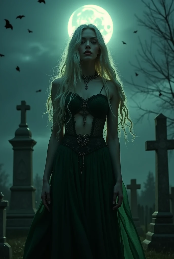 (more than 18 year old models), 2 Muscular 25-year-old men, (2 men fucking one girl, ass and mouth penetration), Highest quality, Highest quality, 16K, Unbelievably absurd, Very detailed, 2.5D, delicate and dynamic, Cemetery, Moonlit Night, storm, thunderstorm, Scary Sky, Tiny faint lights and colorful lights, A lot of bats, magic, Small face, Very delicate facial expressions, Delicate eye depiction, Upper body close-up,, erotic, dynamic sexy poses, One sexy woman, Healthy body shape, 24-year-old woman, doaxvv_marie rose, witch, Height: 170cm, big firm bouncing busts, , blonde very long wavy hair, twin tail,, Glaring at the camera, Looking up, Invincible laughter, A complex, gothic-style long dress, , Green long skirt, garter belt,