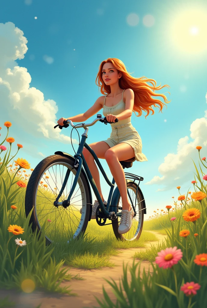 best quality, 8k, high resolution, detailed, novel illustration, extremely detailed CG, official art, Riding a bicycle, summer, uFUJTnyjUseZhfFKVjudvQmqdAoDfChxMwNtC