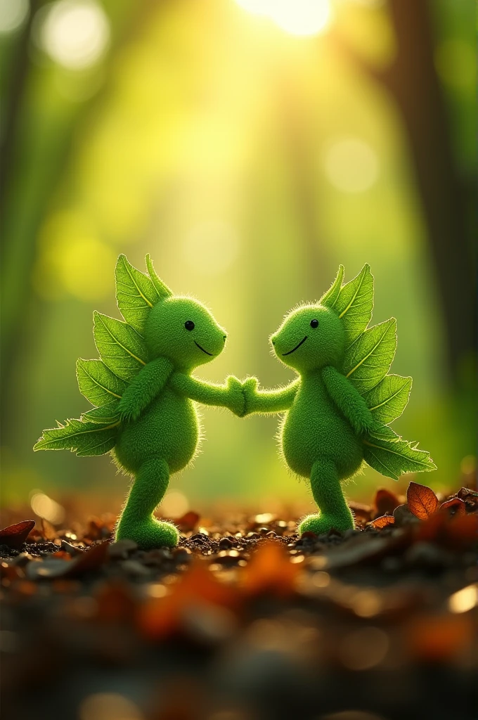 Two. Leaf shaking hand