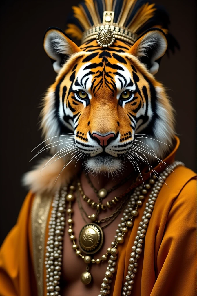 AN INDIAN PRINCE WEARING A GOLDEN TIGER MASK