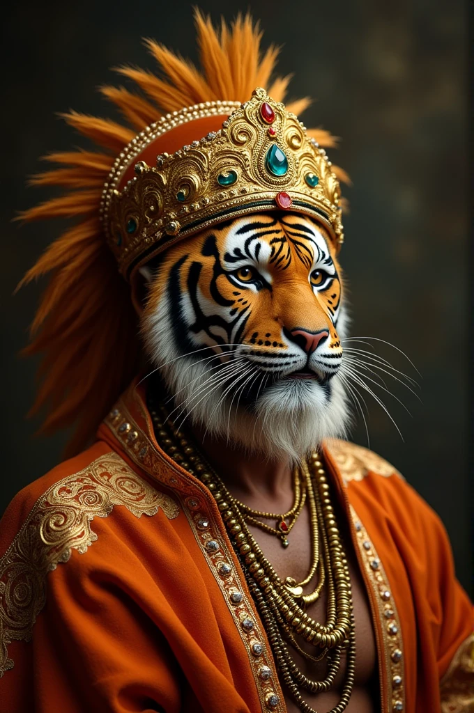 AN INDIAN PRINCE WEARING A GOLDEN TIGER MASK