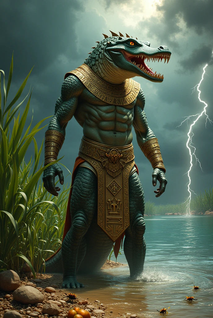 Egyptian God Sobek with his scary aura