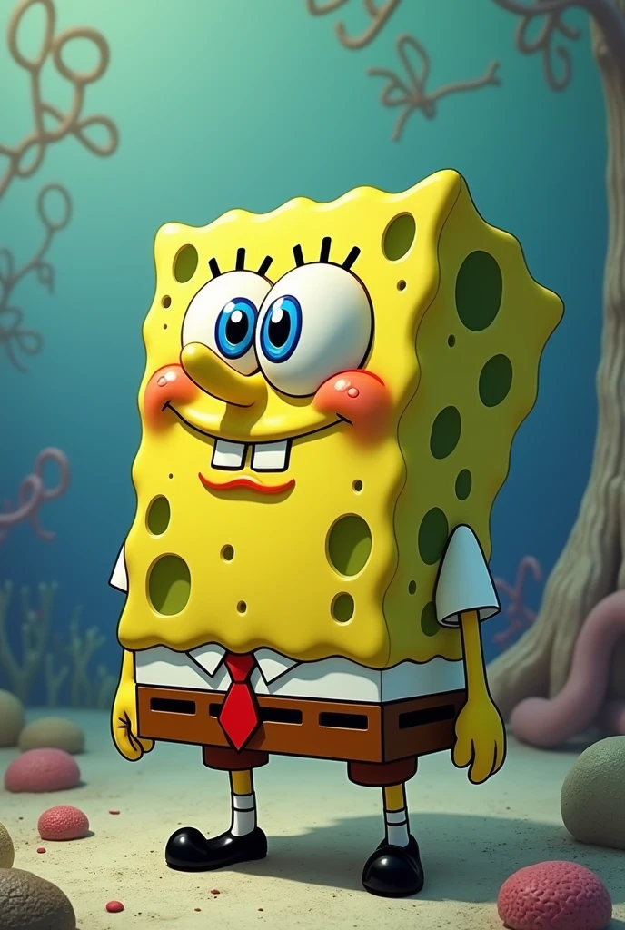 SpongeBob jerking his long fat cock