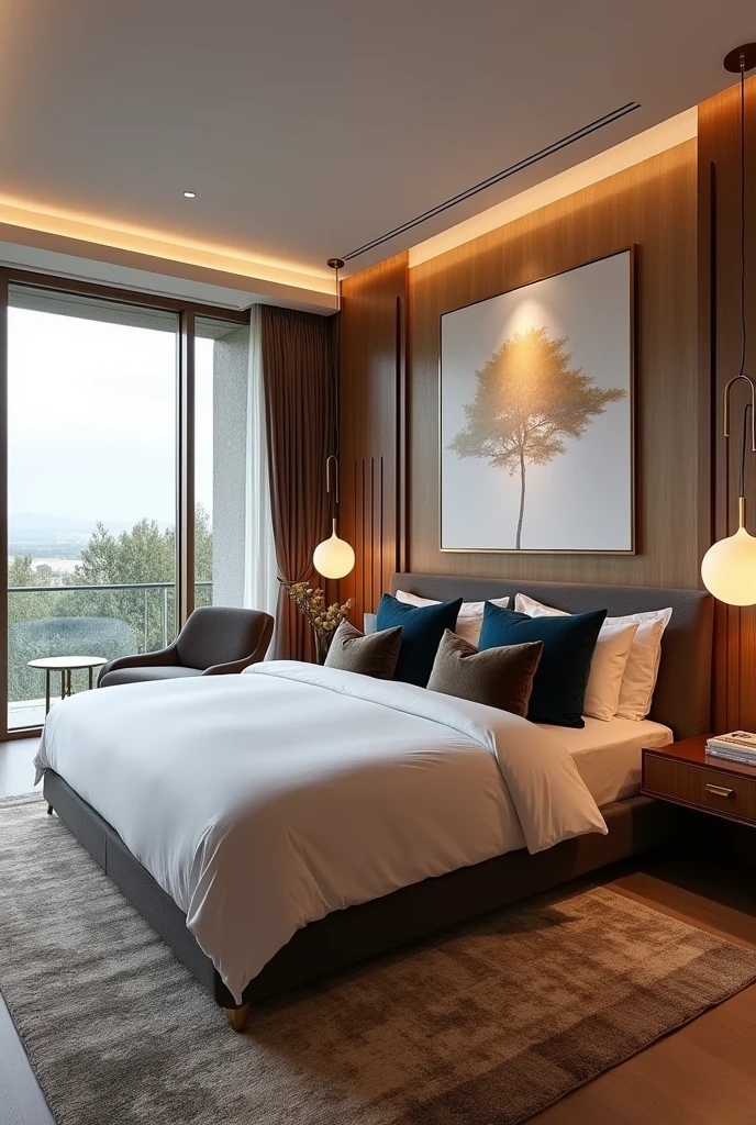 Luxurious large bedroom modern design looks real 