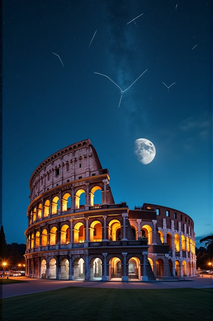 ellipse colosseum with starry night sky