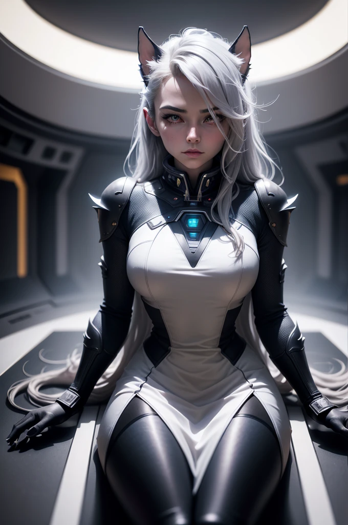 loona hellhound, woman wearing futuristic suit in spaceship, facing camera, 24mm, 4k textures, soft cinematic light, adobe lightroom, photolab, hdr, intricate, elegant, highly detailed, sharp focus, ((((cinematic look)))), soothing tones, insane details, intricate details, hyperdetailed, low contrast, soft cinematic light, dim colors, exposure blend, hdr, faded,