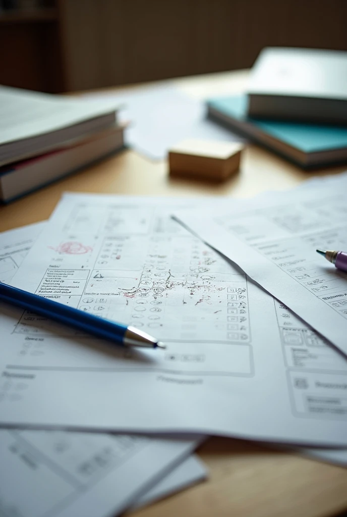 I want a image of exam sheet from top view remove leaf