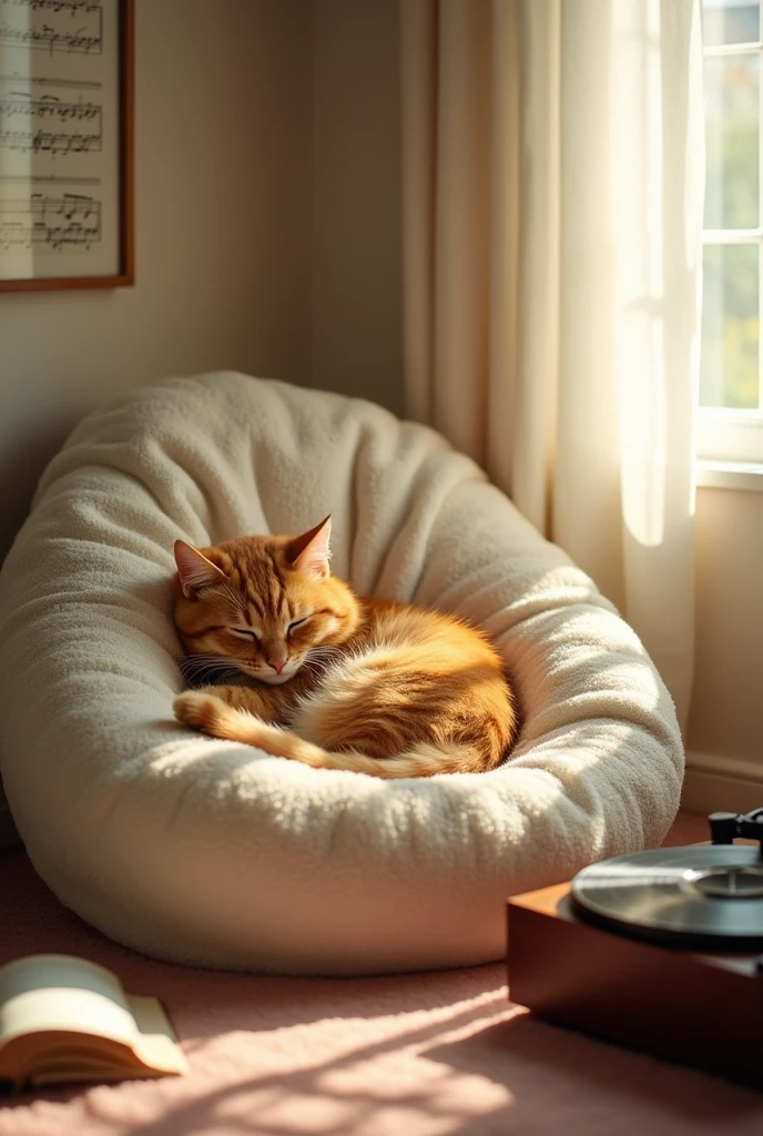 cat sleep and listen to music
