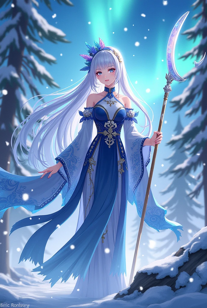 Shenhe from Genshin Impact in anime style