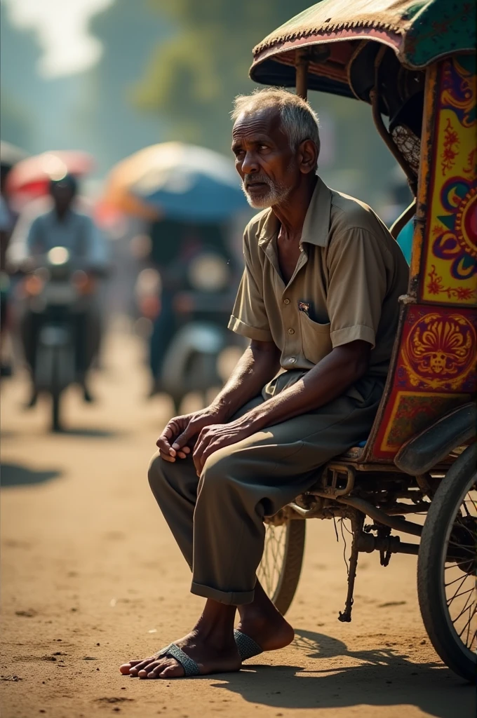 A Bangladeshi rickshaw puller’s spit falling into the ground