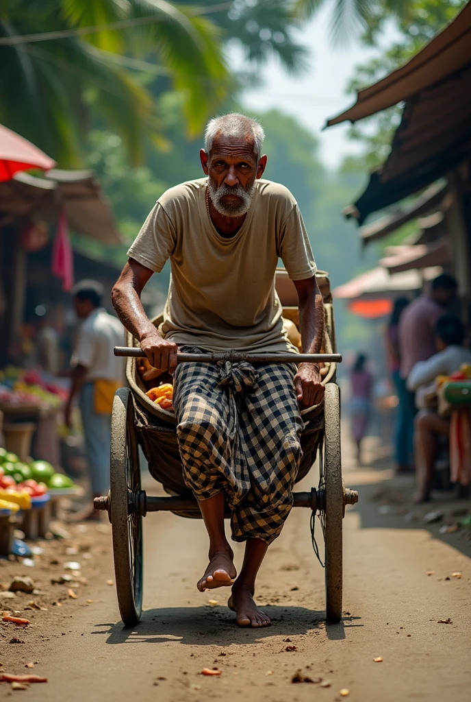 A Bangladeshi rickshaw puller’s spit falling into the ground no he is spitting