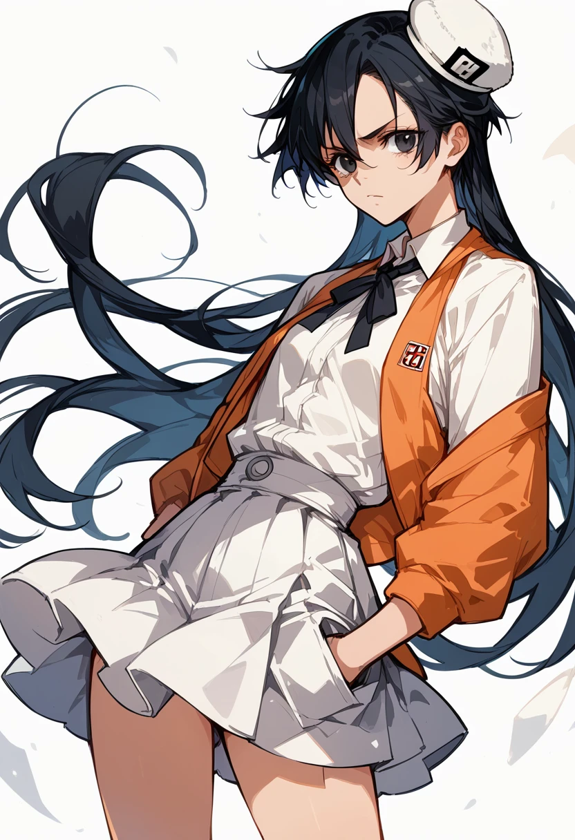 Bambietta Busterbein,Manga BLEACH,Quincy,Sternritter,White clothing,mini skirt,hat,Black Hair