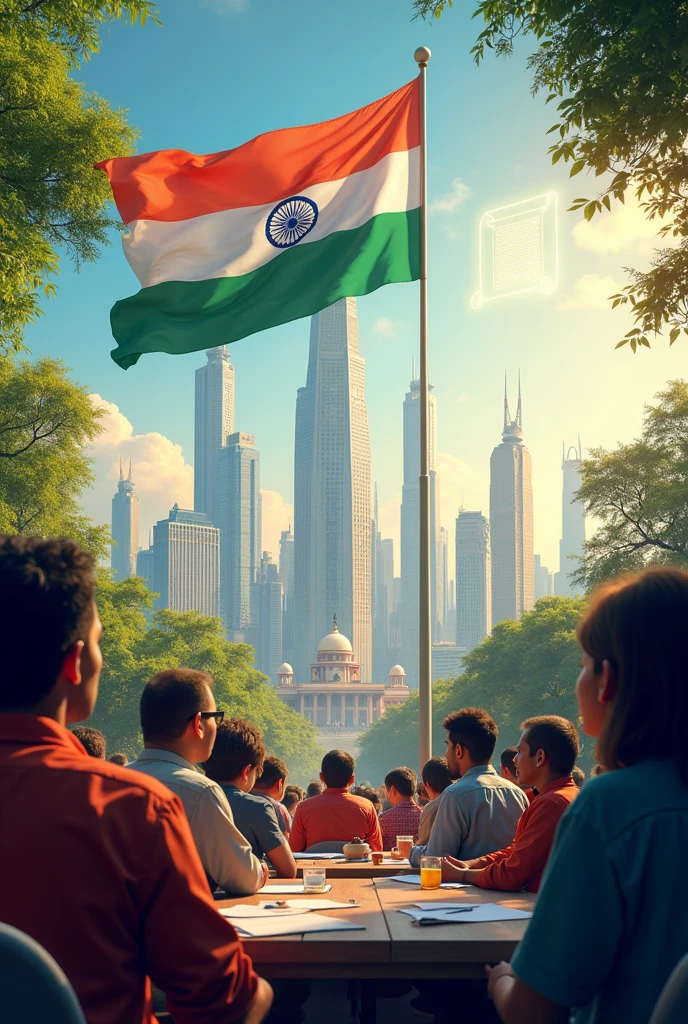 Future trends in constitutional amendments india with flag and little future make it real