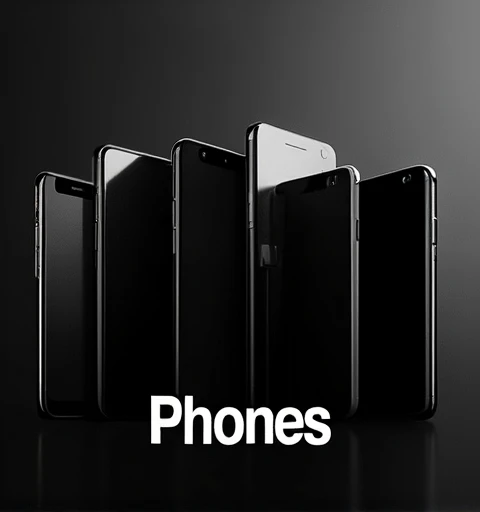 image consist of andriod and apple mobiles add black shade i have to add this on my website as poster
add all black theme
write bold text Phones on it at bottom family poppins