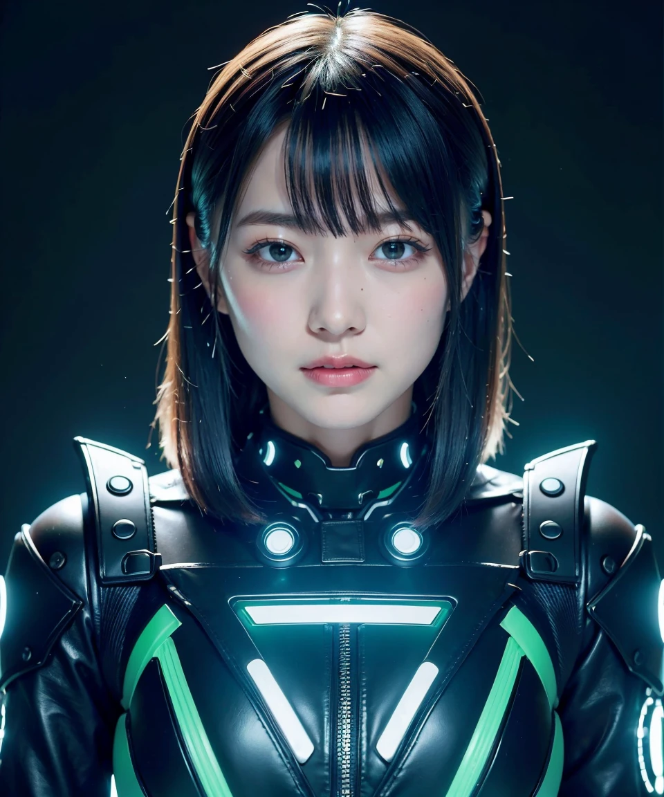 Hedonistic 22-year-old woman, (whole body:1.2), Sexy , ccute face,  (View your audience, alone, Upper Body, Detailed Background, detailed face, (Neotech Theme:1.1) Evil Tech Futuristic Hacker, Grin, Advanced Technology, coat, Techwear, Electronics, Head-up display, green (Holographic Display:1.05), Access Denied, number, Laptop, neural network, Background screen, green lights, Cyber Warfare, Dark and ominous atmosphere, Shadow,) break ((Realistic)), Mid-chest, Beautiful woman, realistic face, Mouth Details, extremely detailed eye_and_face, beautiful attractive face, beautiful detailed eye, Female-specific characteristics, matte eyehadow, eyelash, perfect body break too dark, (whole body, masterpiece), High resolution, 8k resolution, Analog RAW Digital SLR, Highest quality, Absurd, Vibrant colors, Exquisite detail, (intricately detailed face_and_eye), realistic hands, Refined details, (Realistic lighting, Sharp focus), Center Fold, Bokeh, Official Art, 8k wallpaper, 超High resolution, プロの写真撮Shadow