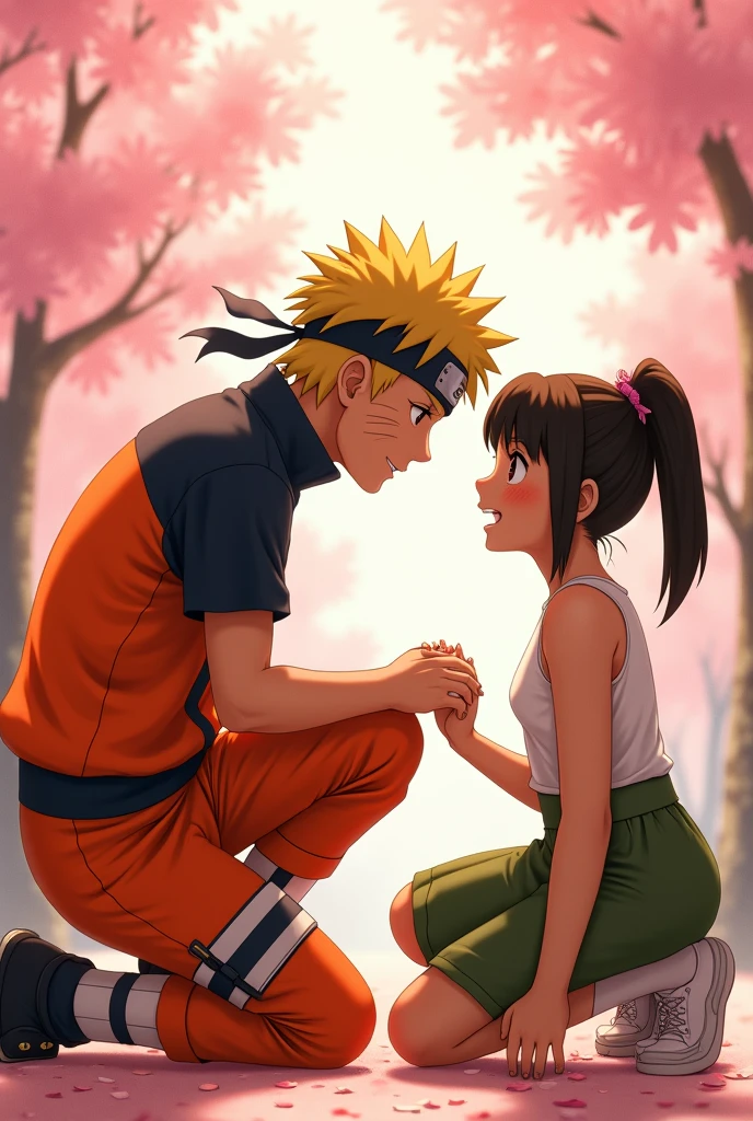 Naruto kissing Videl's feet